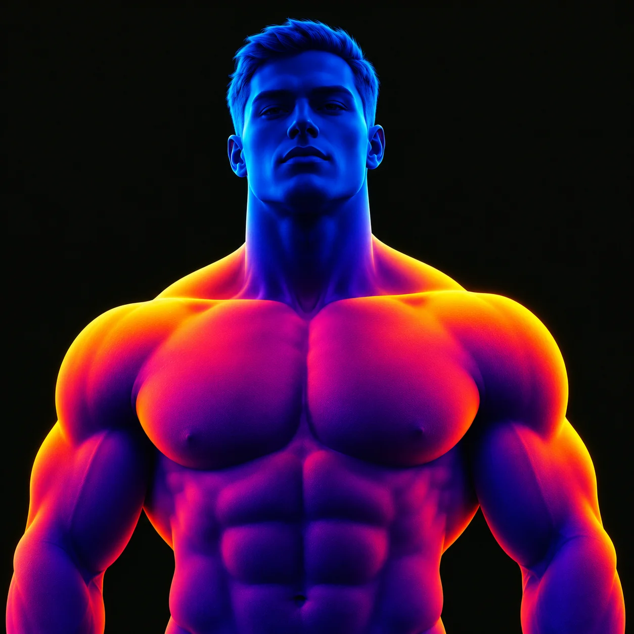 Lock In coach artwork: a blue and magenta figure with bright yellow shoulders
