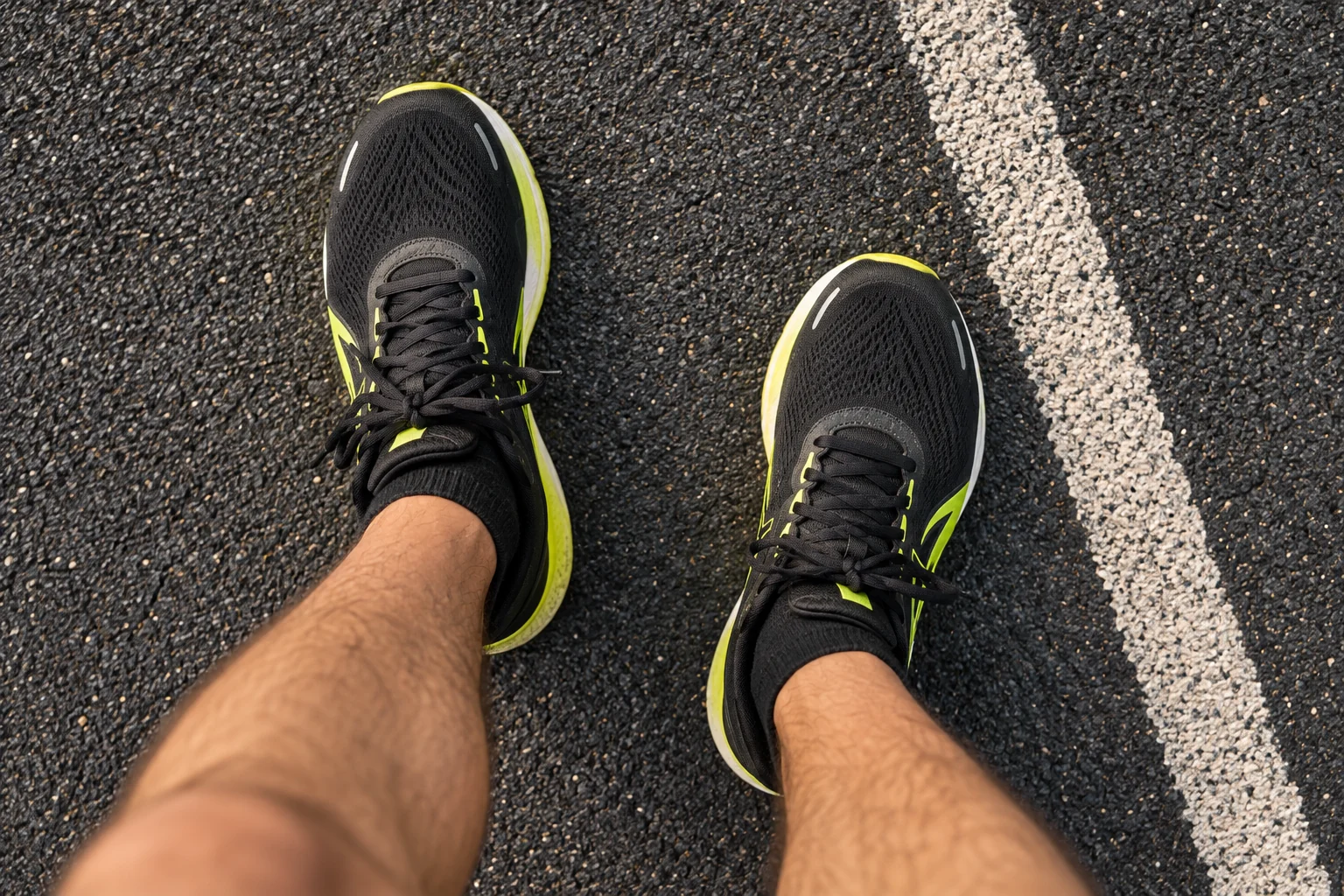 Example photo proof: running shoes on the track after a run